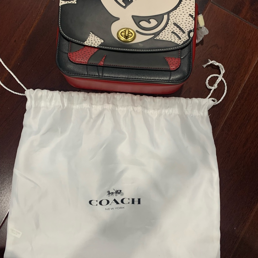 Coach Black and White Mickey Mouse Crossbody Bag